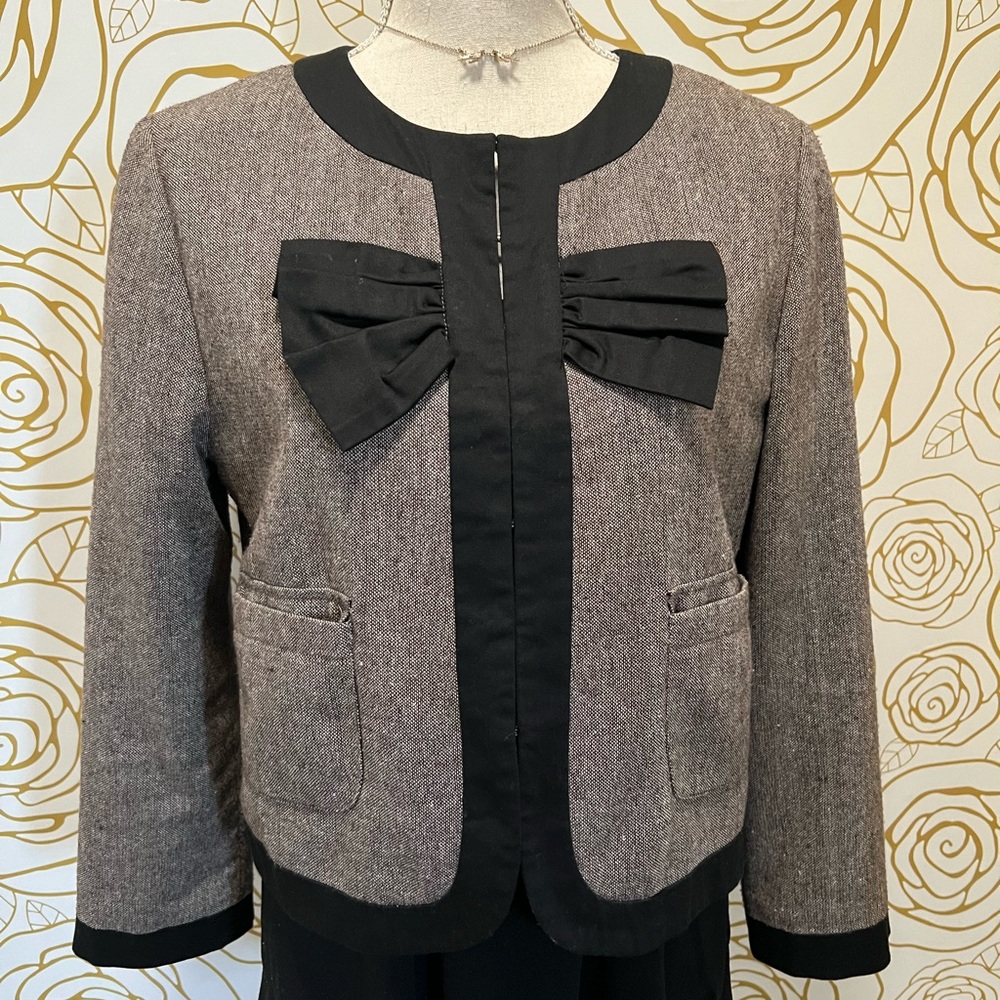 Anthropologie/Alan Del Rosario Bow Front Wool Blend
Tweed Blazer Jacket